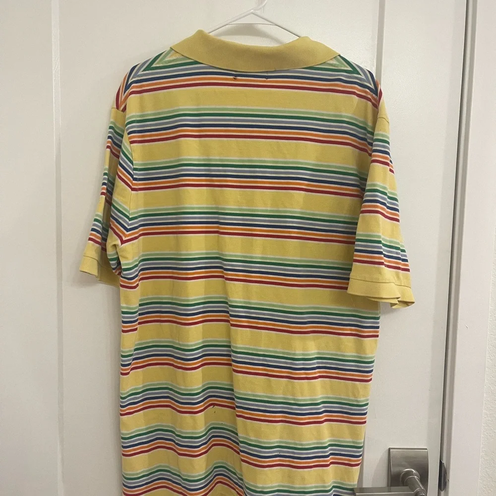 Vintage Yellow Striped Polo Shirt Preppy Spring‎ 90s Easter Shirt
